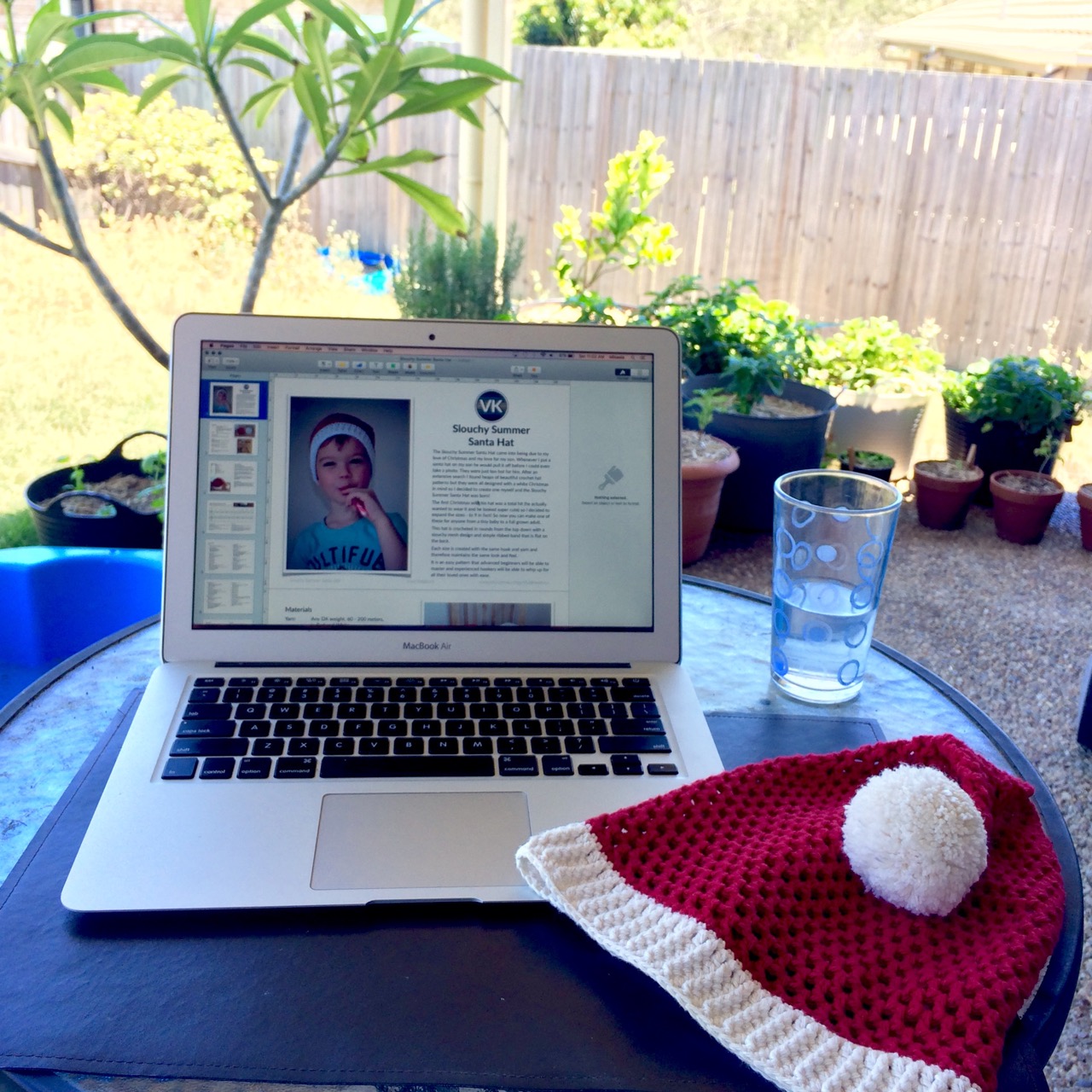 Working on the back patio.