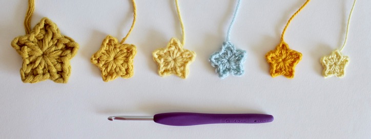 Tiny Stars in different yarns.
